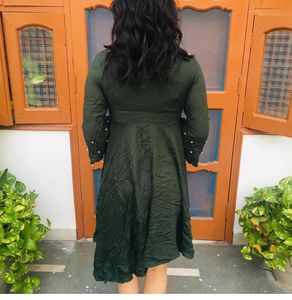 Pearl Beaded Dark Green Dress