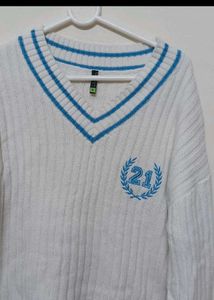 White V Neck Korean Sweater