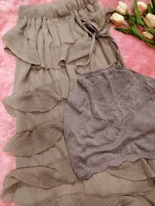 Tiered Ruffle Skirt with Knit Top