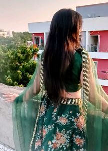 Beautiful Emerald Green Floral Lehenga For Womens