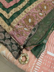 Green Net Saree With Blouse