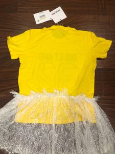 Odi Et Amo Yellow Top with Lace