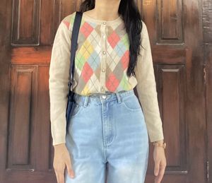 Korean Pinterest Plaid Sweater