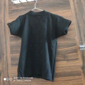 High Neck Black Ribbed Top