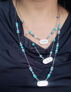 3 Strings beads and chain necklace3