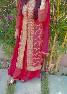 Red Embroidered Kurta Set
