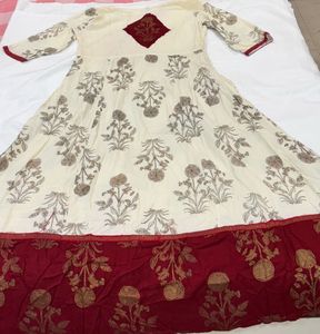 Printed Anarkali Kurti with Tassel