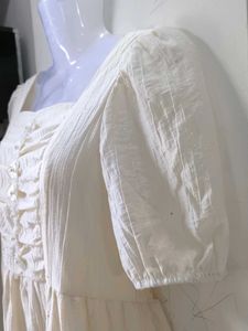 White Puff Sleeve Dress(No Return)