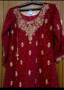 Maroon &amp; Gold Embellished Suit