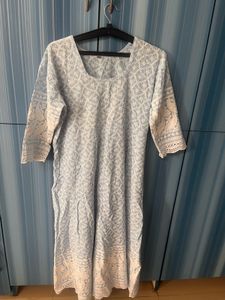 Elegant Blue Lucknowi Anarkali Kurta-XXL