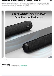 25W RMS Bluetooth Stereo Soundbar,boAt Aavante BaR