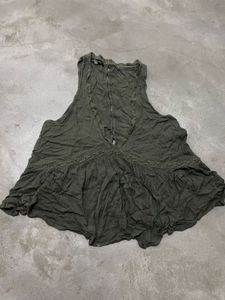 Kendall &amp; Kylie olive green peplum sleeveless top.