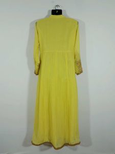 Yellow Embroidered A Line Kurta Set Women&#39;s