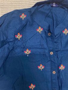 Navy Blue Embroidered Tunic