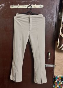 Split Hem Beige Pants