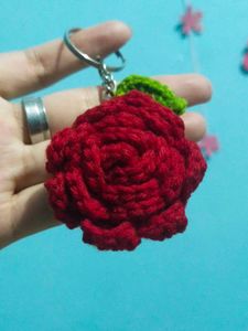 Crochet Rose Keychain 🌹