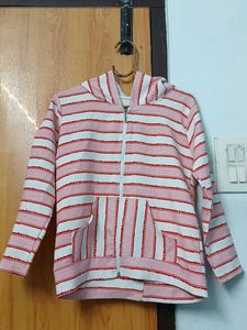 Striped Zip-Up Hoodie For Girls
