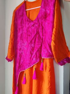 Colourful Kurti Top ( Pink &amp; Orange )
