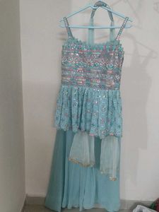 light Blue Kurta Set with sharara