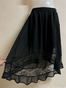 Black High-Low Lace Skirt