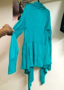 Teal Cardigan Open Style