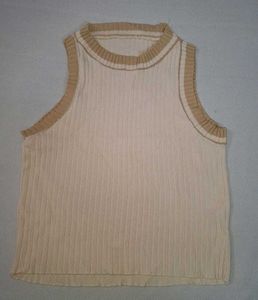 Beige Ribbed Tank Top