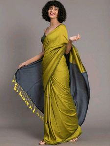 dual colour soft cotton saree