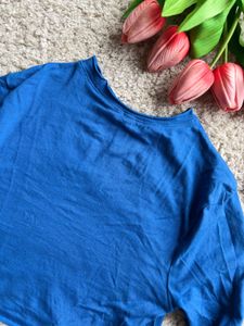 Blue Long Sleeve Crop Top