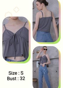 Cute Gray Tie-Front Cami Top