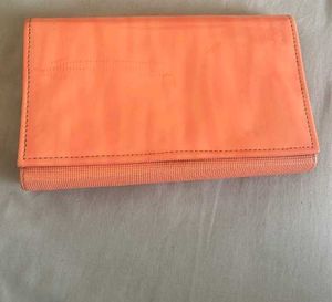 Peach Coloured Folding Clutch Ful Pouch Purse