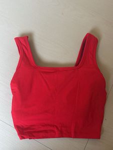 Tuckco Red Cropped Tank with in bulit bra