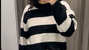 Black &amp; white Striped Sweater