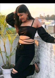 Black Tie-Up Crop Top Off Shoulder