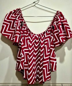 Red And White Bardot Top