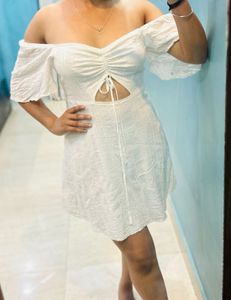 Front Cutout Drawstring Dress