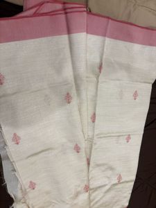 🆕 Linen Ivory Shimmery Saree