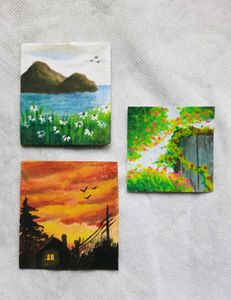 3 Mini Paintings Set For Decoration