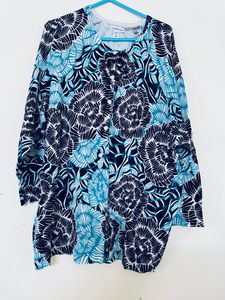 Heavy Discount Skyblue Printed Sweater Cardigan