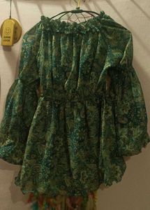 Pair Of Floral Print Peasant Tops For Women
