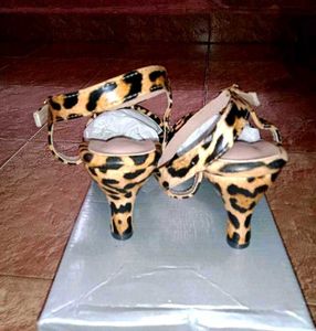 Leopard Print Kitten Heel Sandals