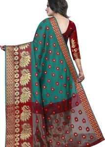 Embellished Banarasi Jacquard Saree Sea Green💚