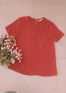 Branded Coral Lace Detail Blouse