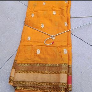 Yellow Saree Wear Only 2 Times Blouse Size 36