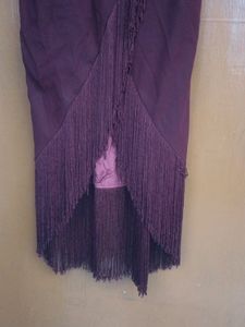 Burgundy Halter Fringe Dress