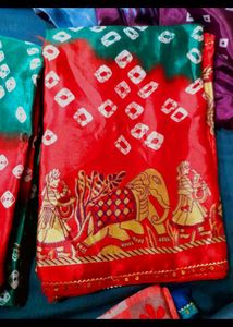(new)chunari print satin silk saree