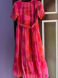 Maternity Floral Pink and Orange Dress