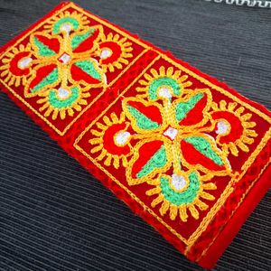 Red Embroidered Purse- Brand New