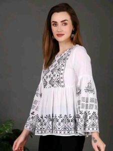 Stylish White Embroidered Top