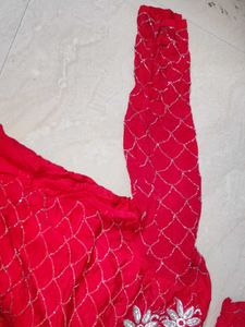 Red Embroidered Kurta Set