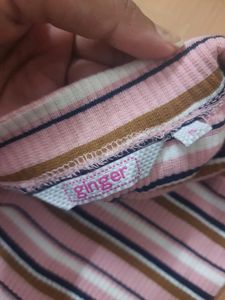 Ginger Ribbed Striped Top With Boat Neck
